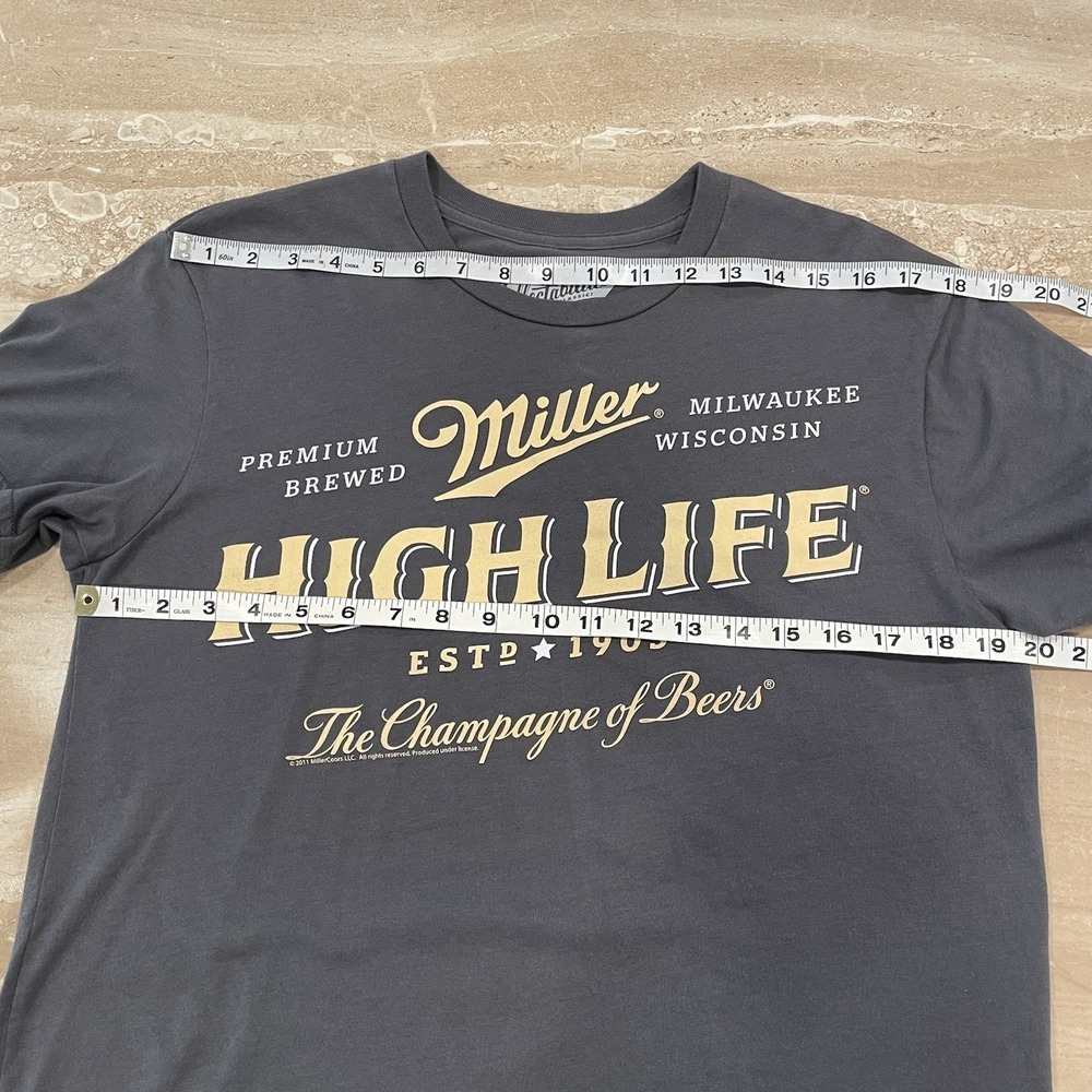 Miller High Life Old Navy Mens Tee T Shirt Gray Logo Short Sleeve Classic Medium - Picture 7 of 10